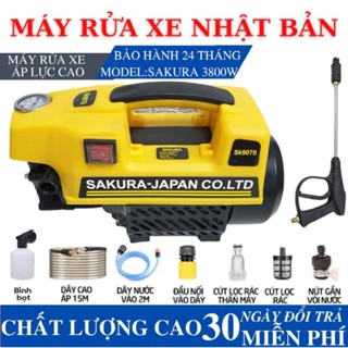 Máy Rửa Xe - Máy Rửa Xe Cao Áp SAKURA  Lõi Đồng 100% Công Suất 3800W Tặng Kèm Dây Xịt Rửa 15M Điện Máy Tuấn Minh
