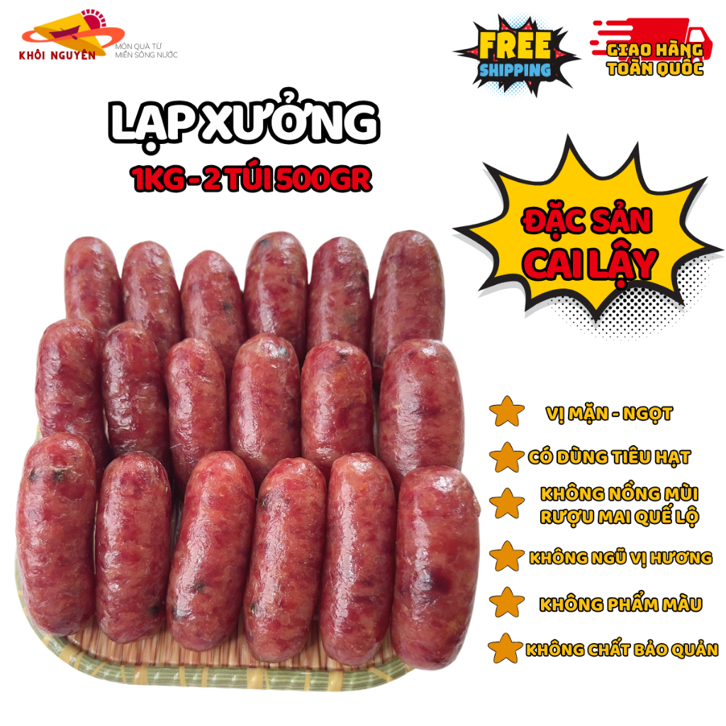1kg lạp xưởng Cai Lậy [gồm 2 túi 500gr] - Khôi Nguyên Food