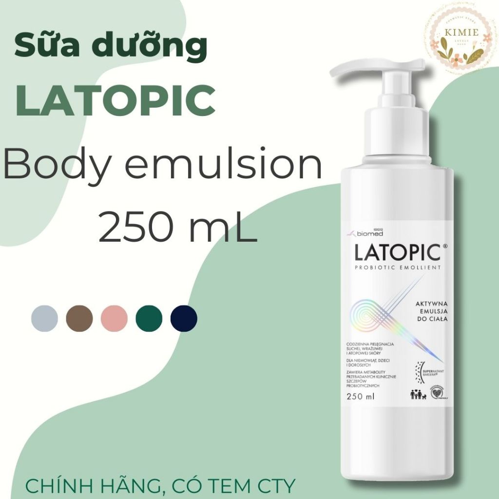 (TEM CTY) Kem Dưỡng Ẩm Latopic Body Emulsion 250mL Cho Da Chàm, Khô