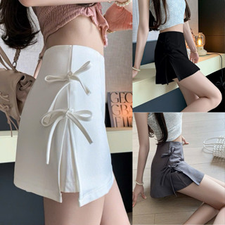 Chân váy ngắn chữ a thắt nơ hông trắng đen xám chất kate siêu xinh VANISA CT042