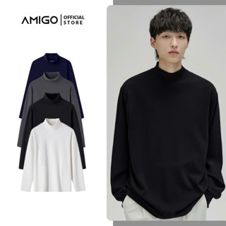  Áo Giữ Nhiệt Nam Nữ Dài Tay Cao Cấp AMIGO Thun Cổ Cao Lót Nỉ Bông Co Giãn Giữ Ấm Màu Sắc Trẻ Trung 