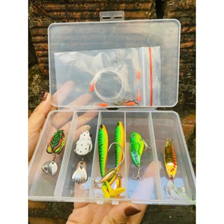  COMBO MỒI LURE: Hộp mồi cơ bản đầy đủ cho cần thủ câu lure mới nhập môn  tặng 5 khóa số 8 5 khóa lure 1m leader Daiwa  