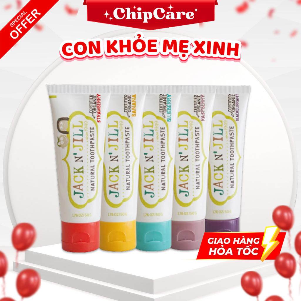 Kem đánh răng Jack N' Jill organic cho bé từ 6 tháng trở lên hữu cơ