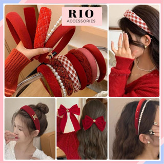 Băng Đô Cài Tóc/Bờm Cài Tóc/Kẹp Tóc Đính Nơ Bằng Nhung Màu Đỏ Vang/Màu Đen Nổi Bật Dành Cho Noel Giáng Sinh Năm Mới BDK