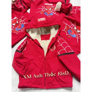  Áo Khoác Cho Bé Trai,LÓT LÔNG In Hình Siêu Nhân Nhện Cho Bé Từ 14-35kg,Chất Liệu Gió Tráng Bạc,Chống Nước ,Cản Bụi 