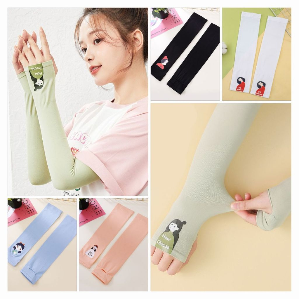 Găng tay chống nắng nữ in hình Chất liệu dày dặn khả năng chống tia UV cực hiệu quả