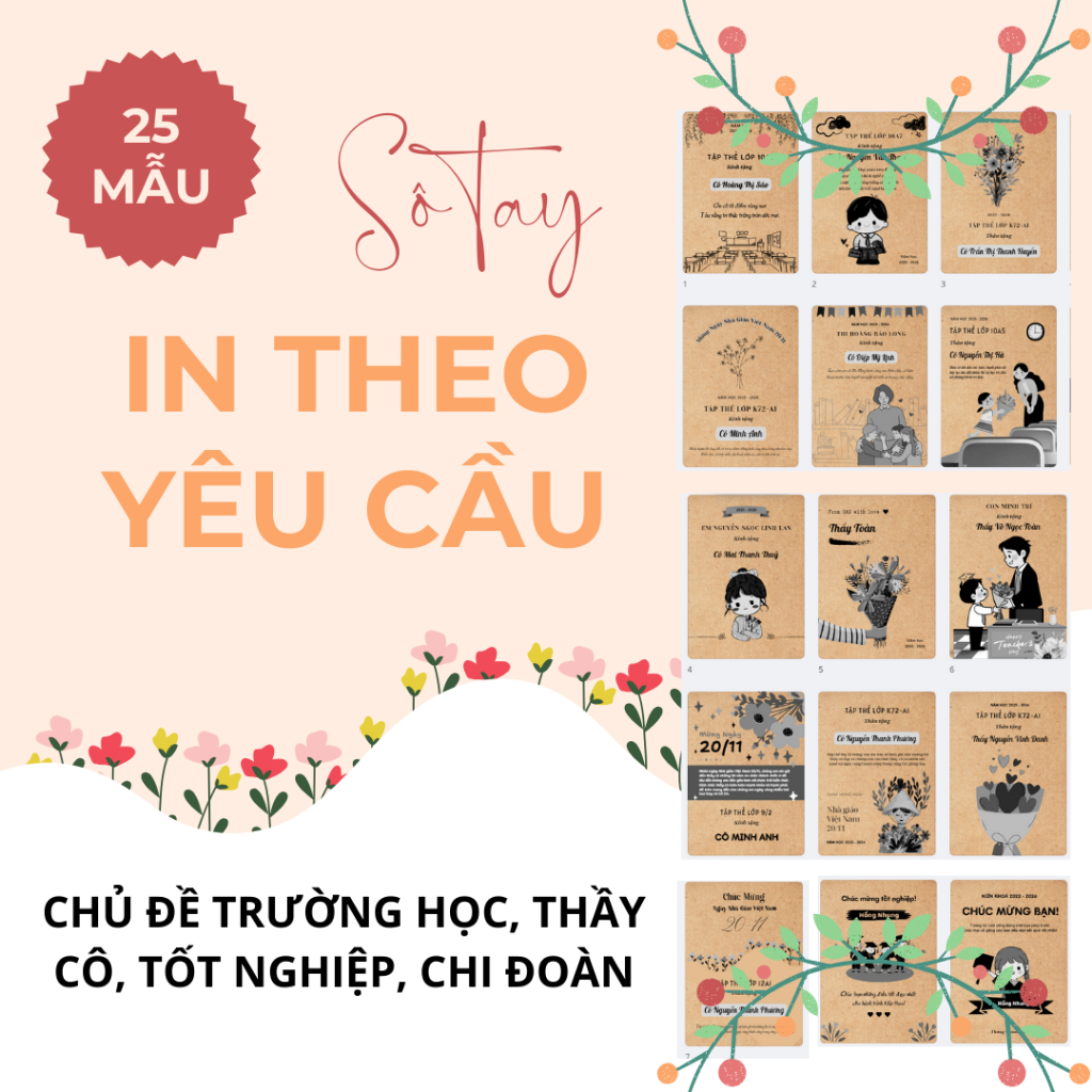 Sổ tay A5 in tên theo yêu cầu tặng học sinh thầy cô trường học tốt nghiệp chi đoàn đại hội lễ 20 11 