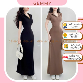Đầm body, Đầm body cổ sơ mi, Váy polo nữ dáng dài ôm body đơn giản nhẹ nhàng chất thun co giãn - GEMMY