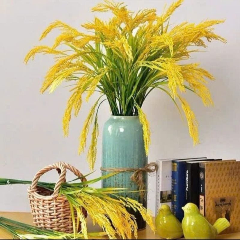 Bó Bông lúa size đại, cao 85cm, 5 nhánh dài (chất liệu nhựa)