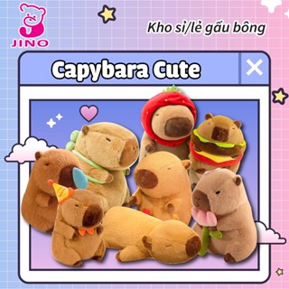 Gấu Bông Capybara Chảy Nước Mũi, Đeo Balo Rùa, Ôm Hoa, Mũ Happy, Mũ Dâu Dễ Thương