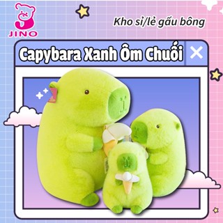 Gấu Bông Capybara Xanh Lá ôm chuối Cao Cấp Chất Liệu Vải Lông Đẹp và Sang Trọng