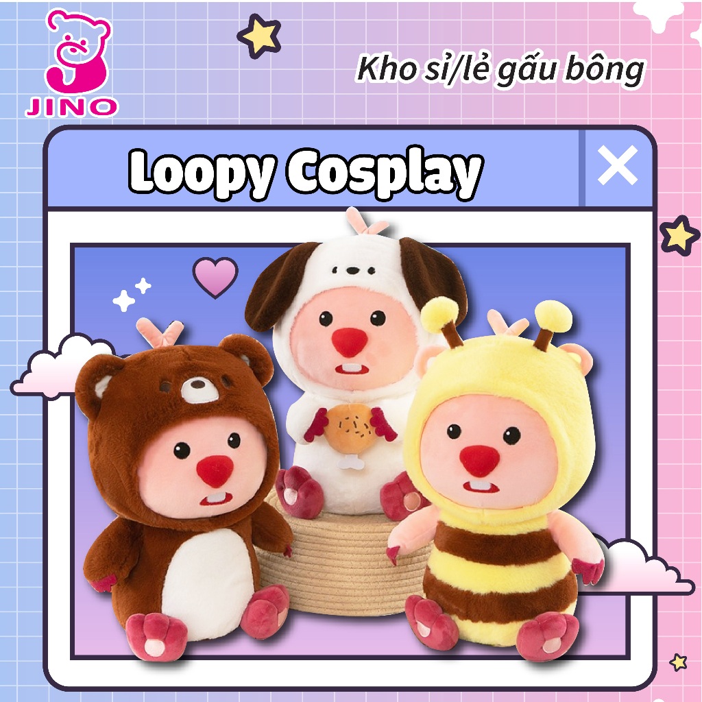 Gấu bông loopy cosplay gấu, loopy cosplay cún, loopy cosplay ong siêu đáng yêu