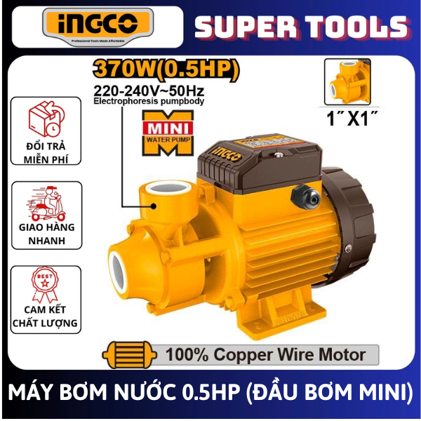 INGCO Máy bơm nước 370W 0.5HP (đầu bơm mini) VPM37018 / VPM37028 <HÀNG CHÍNH HÃNG>