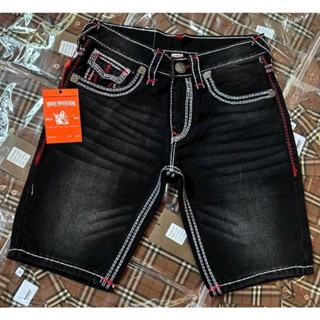 Quần sọt rock ông địa Jen chỉ nổi hàng 1.1 chuẩn Âu made in Mexico đen viền trắng thêu u chỉ đỏ không rách