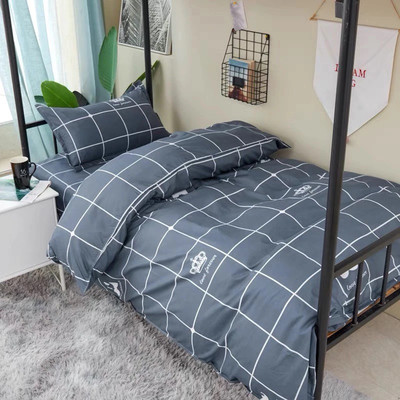 Bộ chăn ga gối Cotton poly Bo Decor Xám sọc vỏ chăn mền drap nệm và 2 vỏ gối