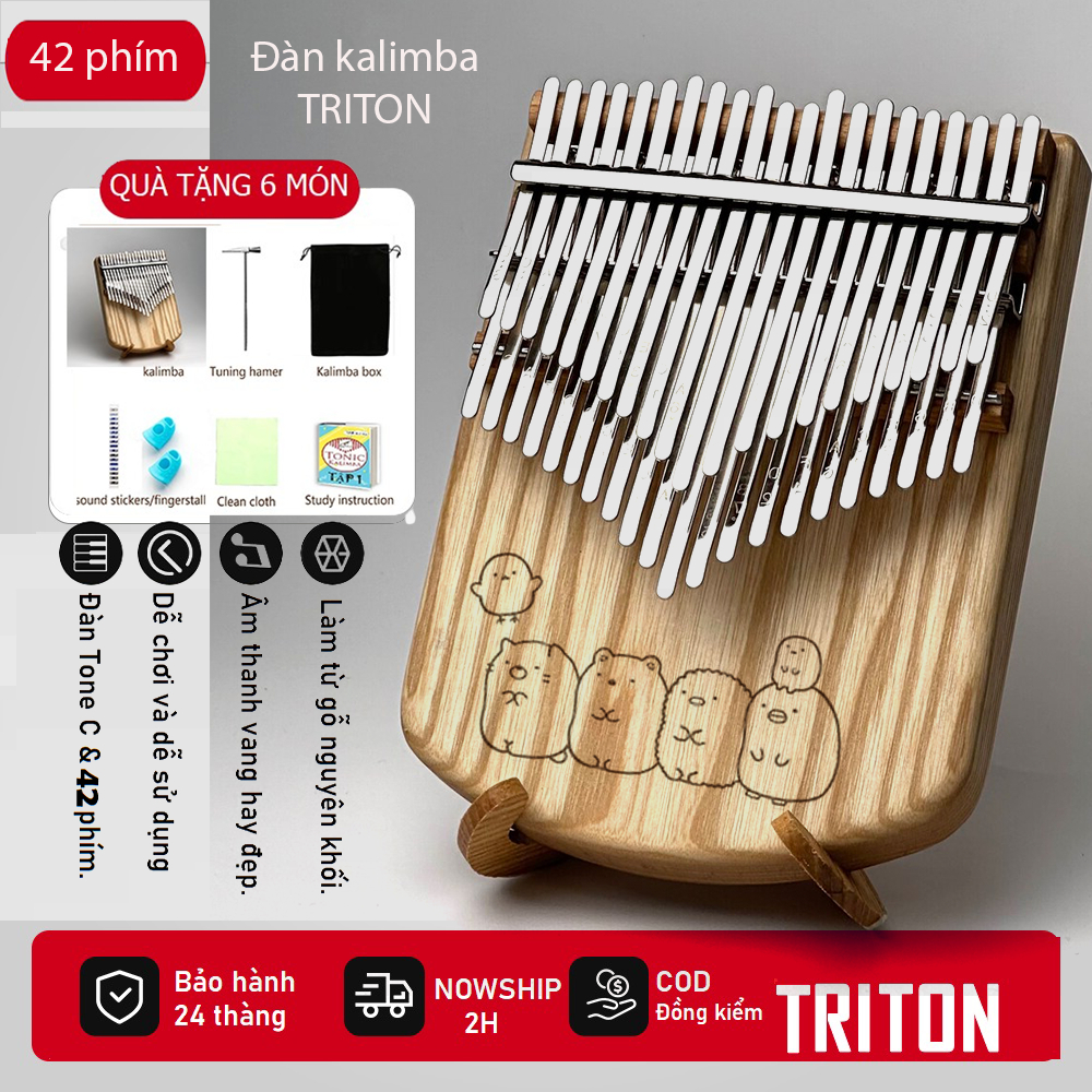 Đàn kalimba 42 phím TRITON MZ42 Gỗ Nguyên Khối Khắc Hình Lazer Độc Đáo Phụ Kiện 6 món Hàng Chính Hãn