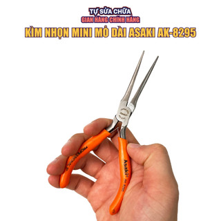 Kìm nhọn mỏ dài mini Asaki AK-8295 5 inch 125mm có trợ lực chuyên dùng gắp kẹp vật góc hẹp