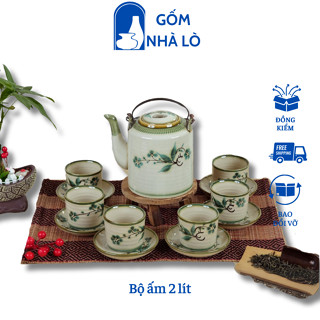 Ấm tích 2 LÍT gốm sứ Bát Tràng, ấm tích pha trà hãm chè, ấm tích giả cổ dung tích 2 lít