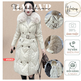  Áo Phao Nữ (Hàng Sẵn)#5063 Áo Phao Nữ Dáng Dài Cổ Bẻ Ve Lông Tháo Rời Chất Dày Dặn Hàng L1 QUẢNG CHÂU CAO CẤP