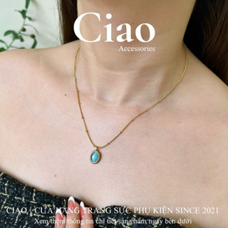 [HOẢ TỐC 1H] Dây chuyền/ Vòng cổ titan không gỉ thiết kế đính đá xanh tinh tế Queen Sea Ciao
