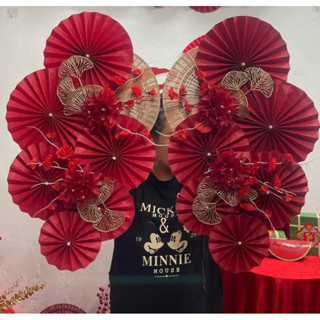 cặp 2 dải quạt hoa trang trí tẾt đơn giản dễ gắn