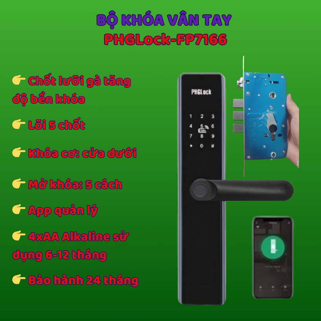 Khóa vân tay PHGLock FP7166A