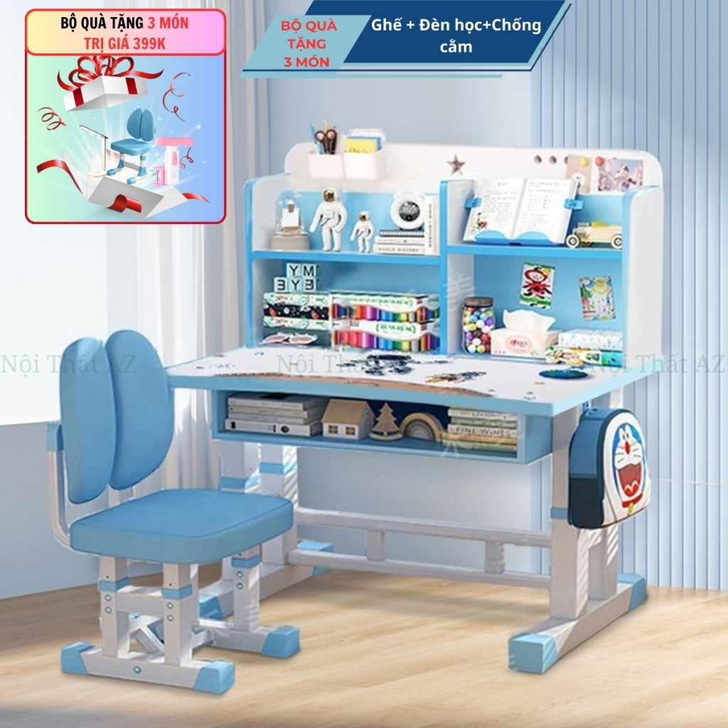Bộ bàn học cho bé Home Furniture, bàn học chống gù size lớn 80cm ,bàn học sinh kiểu dáng dễ thương -