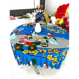 KHĂN TRÃI BÀN TRÒN,THẢM TRÃI BÀN TRÒN TẾT SUM VẦY VẢI THUN 3D HÀN QUỐC DÀY DẶN