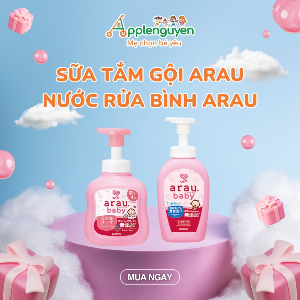 Nước Rửa Bình Dạng Bình/Túi & Sữa Tắm Gội Aura Baby Nội Địa Nhật Bản | Applenguyen94