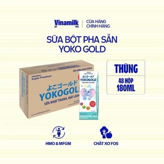 [HSD T11-2026] Thùng 24/ 48 Hộp Sữa Bột Pha Sẵn VINAMILK YOKOGOLD 180ml.