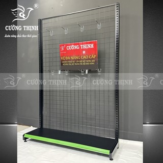  Kệ siêu thị lưới móc treo   cao 1m8 x dài 1m2 x 1 tầng đáy   KỆ MÀU ĐEN  tặng kèm 10 móc 15cm mạ kẽm. 