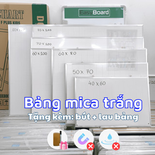 Bảng mica - bảng trắng viết bút lông - tặng bút & lau bảng