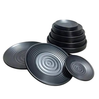 [Choice] Đĩa tròn Việt Nhật NH395 gân nhám nhựa phíp Melamine nhiều Size 18cm