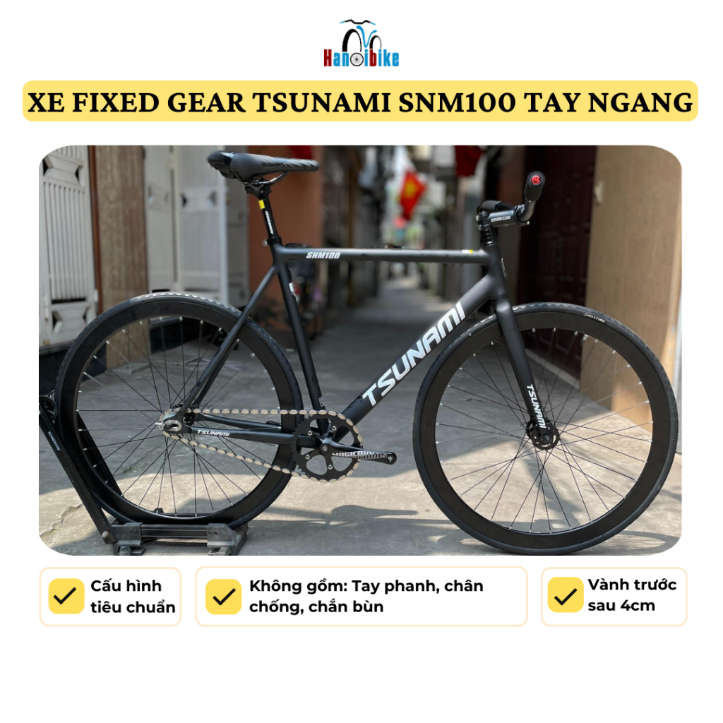 Xe đạp Fixed gear TSUNAMI SNM100 - ráp theo yêu cầu - Tay ngang nhiều màu