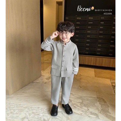 Set vest công tử Beemo phối khuy bọc vải xước thái mặc đi chơi, sự kiện cho bé từ 9-24kg 4522SDB
