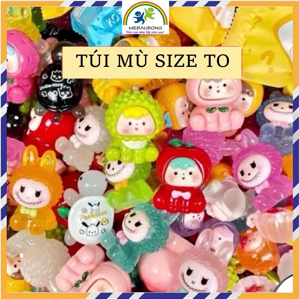 Set 50 Túi Mù Phát Sáng, Kẹo Mù Dạ Quang, Labubu, Cappybara, Kurumi, Melody, Túi Mù Tự Xé Mebaubong