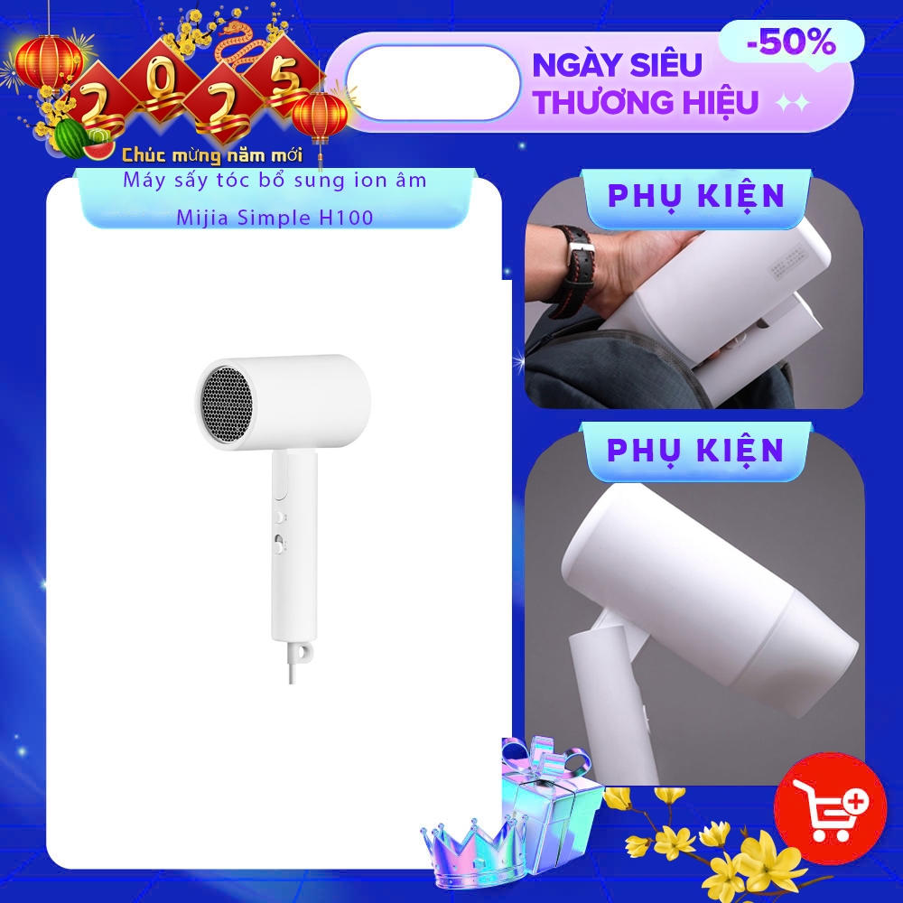 Máy sấy tóc bổ sung ion âm Xiaomi Mijia Simple H101 2 chế độ, 1600W - Bảo hành 1 tháng