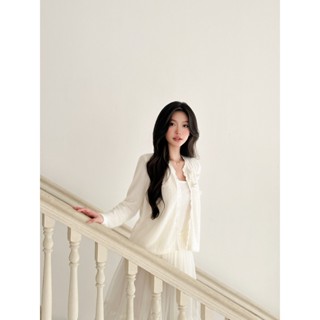  Áo Khoác Kẻ Cardigan ELYSNIE Phối Hoa Ren Thanh Lịch Carter Cardigan 