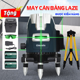 [TẶNG PHỤ KIỆN] Máy Bắn Cốt, Cân Bằng Laze WORKFIX WF-LS686, 5 Tia Xanh, Xoay 360°, Kèm Chân 1m3