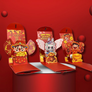  Bao Lì Xì 3D Tết 2026 Màu Đỏ Độc Lạ 3 Mẫu 