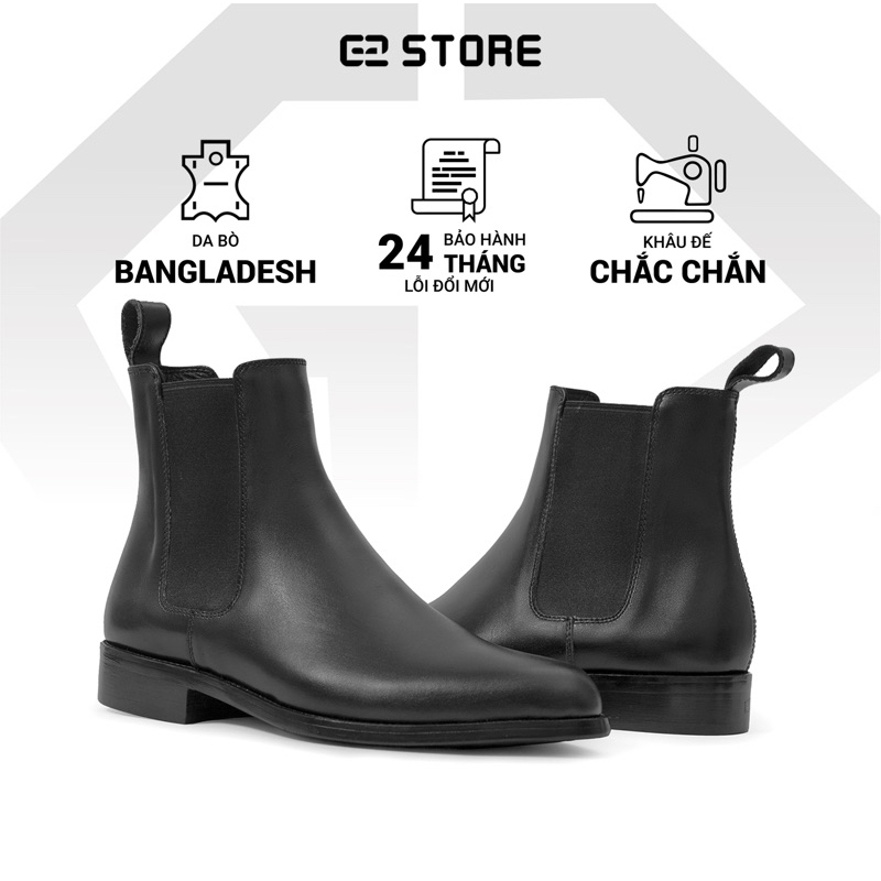 Chelsea boot G2 kiểu giày tây nam công sở cổ cao làm từ da bò cao cấp khâu đế độn tăng chiều cao
