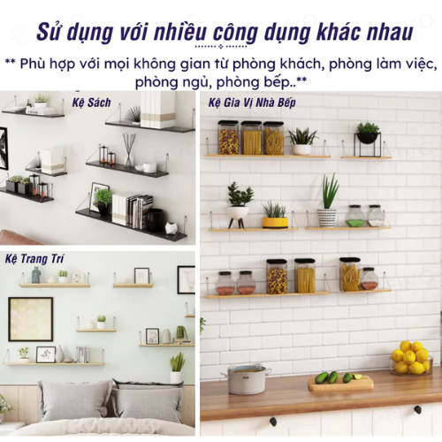 Kệ Treo Tường Không Khoan DTM01 Gỗ 17ly Chống Ẩm, Kệ Trang Trí 4 Màu Dễ Lắp Đặt | BigBuy360 - bigbuy360.vn