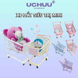 Xe Đẩy Siêu Thị Mini UCHUU Giỏ Mua Sắm Decor Đựng Mô Hình Trang Trí Bàn Học Chụp Ảnh Màu Pastel DIY