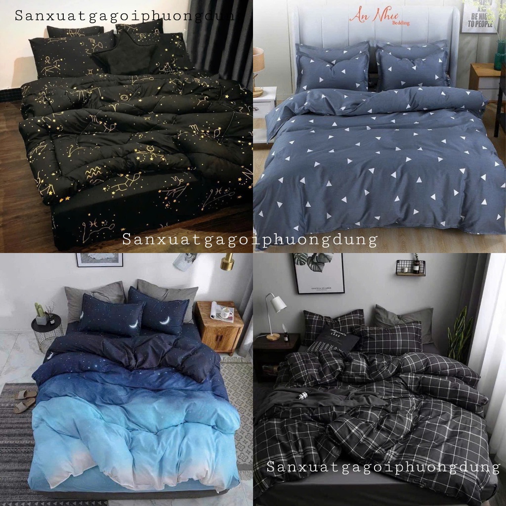 Bộ chăn phao 5 món chăn sẵn ruột ga gối poly cotton được chọn mẫu