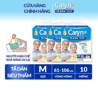 [V] Bộ 3 Tã/Bỉm dán người lớn siêu thấm Caryn dành cho người hạn chế khả năng đi lại size S/M/L/XL