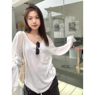 Áo dài tay may túi chéo màu trắng peonyb - Thun sweater form rộng oversize bigsize kiểu dáng bánh bèo hotgirl đẹp