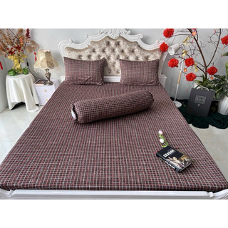 Bộ Drap thun Hàn Quốc 4 món sọc caro
