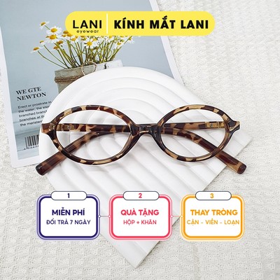 Gọng kính cận nữ Lani Y2K oval bầu dục nhỏ màu hổ phách - Lắp mắt cận có độ theo yêu cầu
