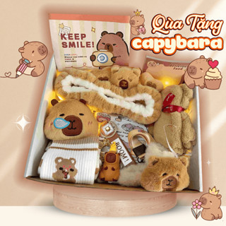 Set quà tặng Chuột lang Capybara đáng yêu, Quà sinh nhật bạn bè người thân quà tặng valentine tốt nghiệp Gấu Dâu Family