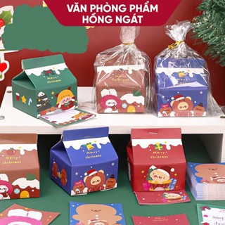  Giấy note hộp sữa giáng sinh cute dễ thương giấy nhớ ghi chú 200 tờ đồ dùng học tập văn phòng phẩm làm quà noel N034 
